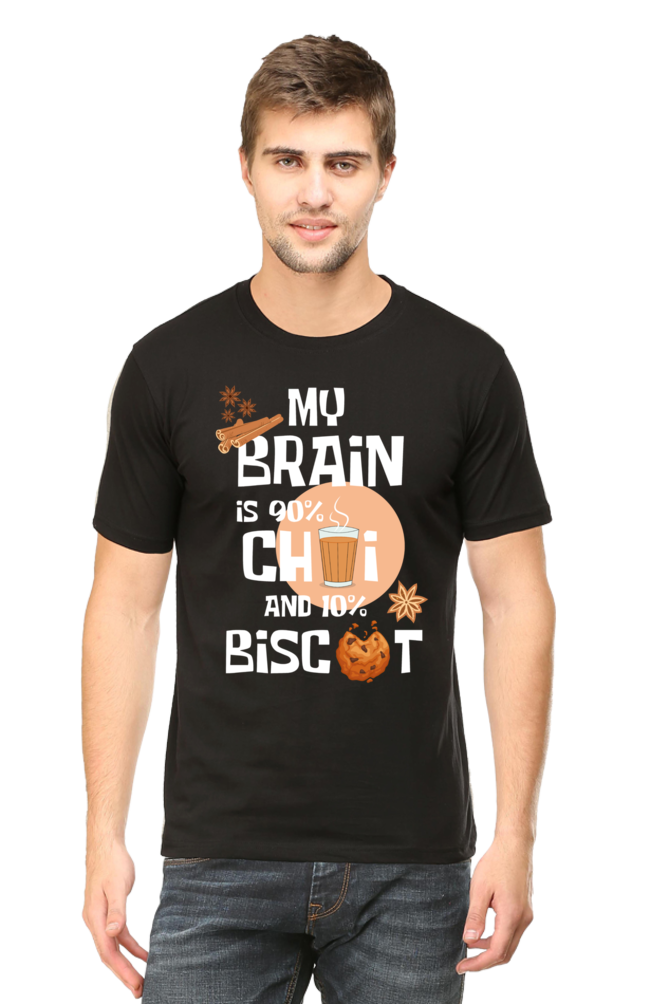 My-Brain-is-90%-Chai-and-10%-Biscut-T-Shirt-Design-Black