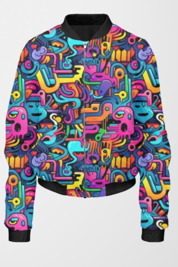 AOP-Graffiti-Design-Women-Bomber Jacket-1